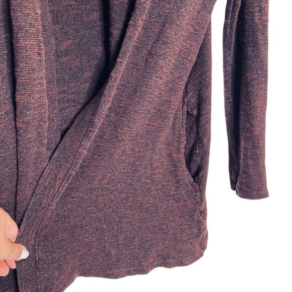 Groceries Apparel Drape Front Cardigan Sweater Small Open Front Burgundy Pockets - Picture 5 of 11